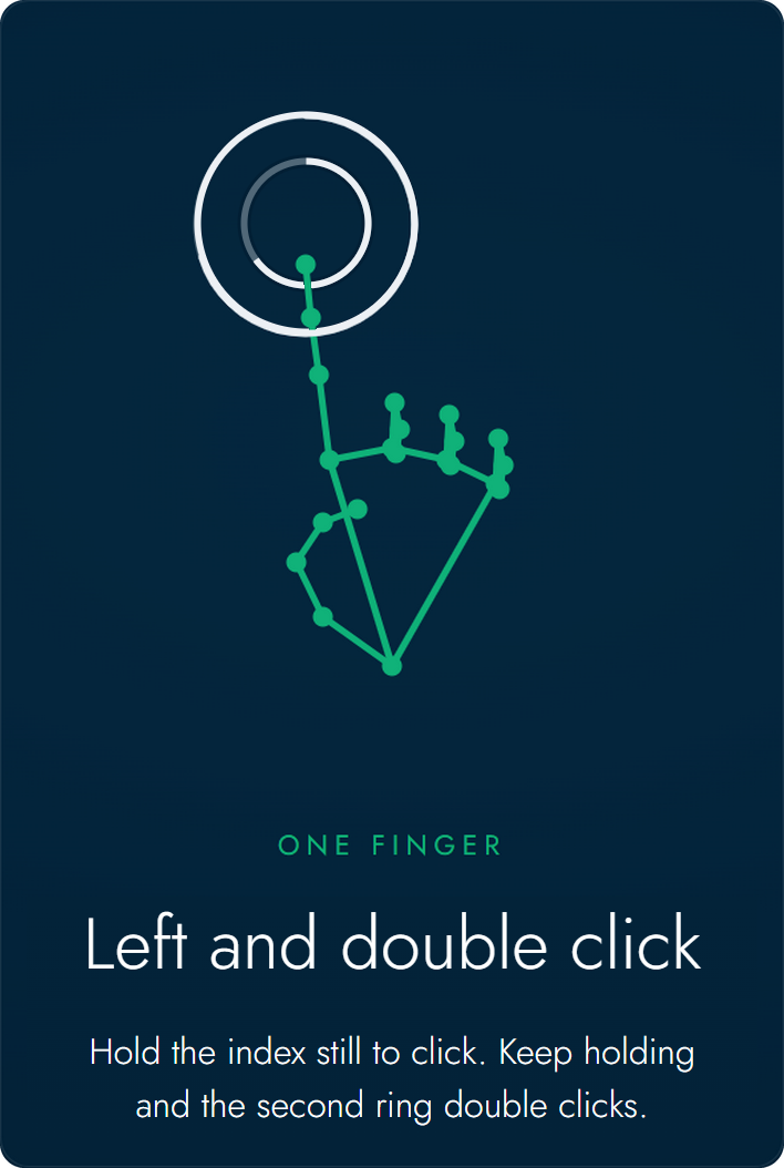 One finger held still: left click, then double click