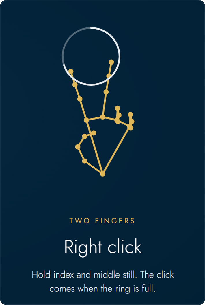 Two fingers held still: right click